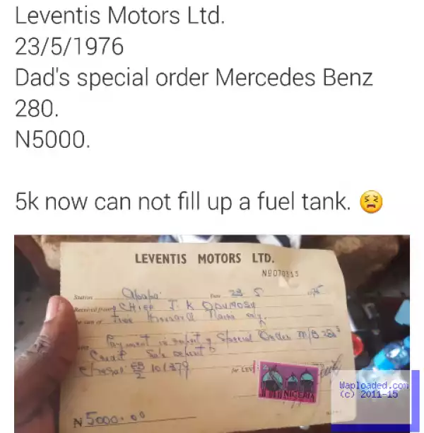 See Price Of a Mercedes Benz Car That Was Bought In 1975